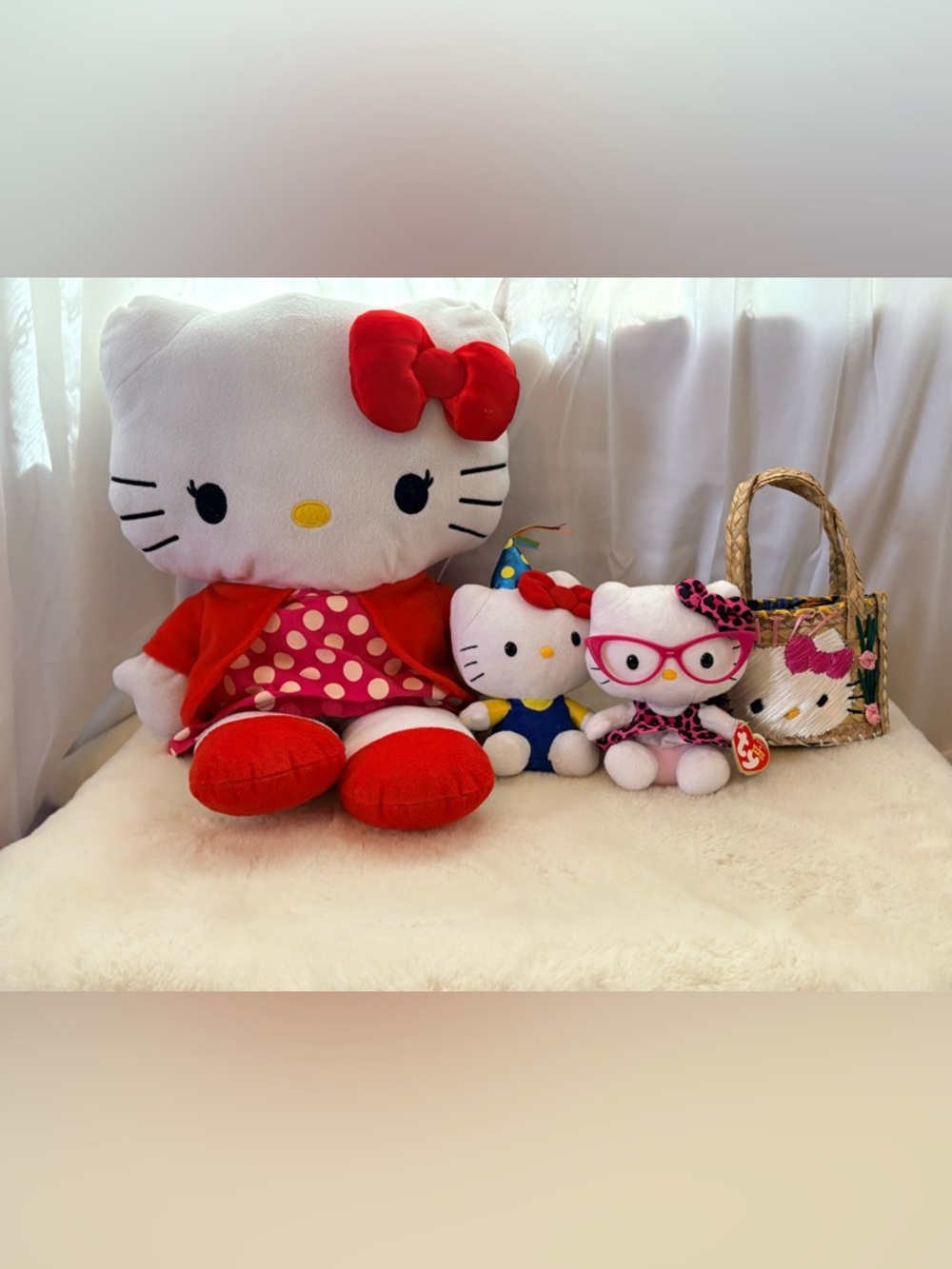 Hello Kitty Plush Bundle with Straw Basket